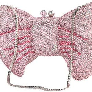 Beautiful Pink Rhinestones Bow Clutch